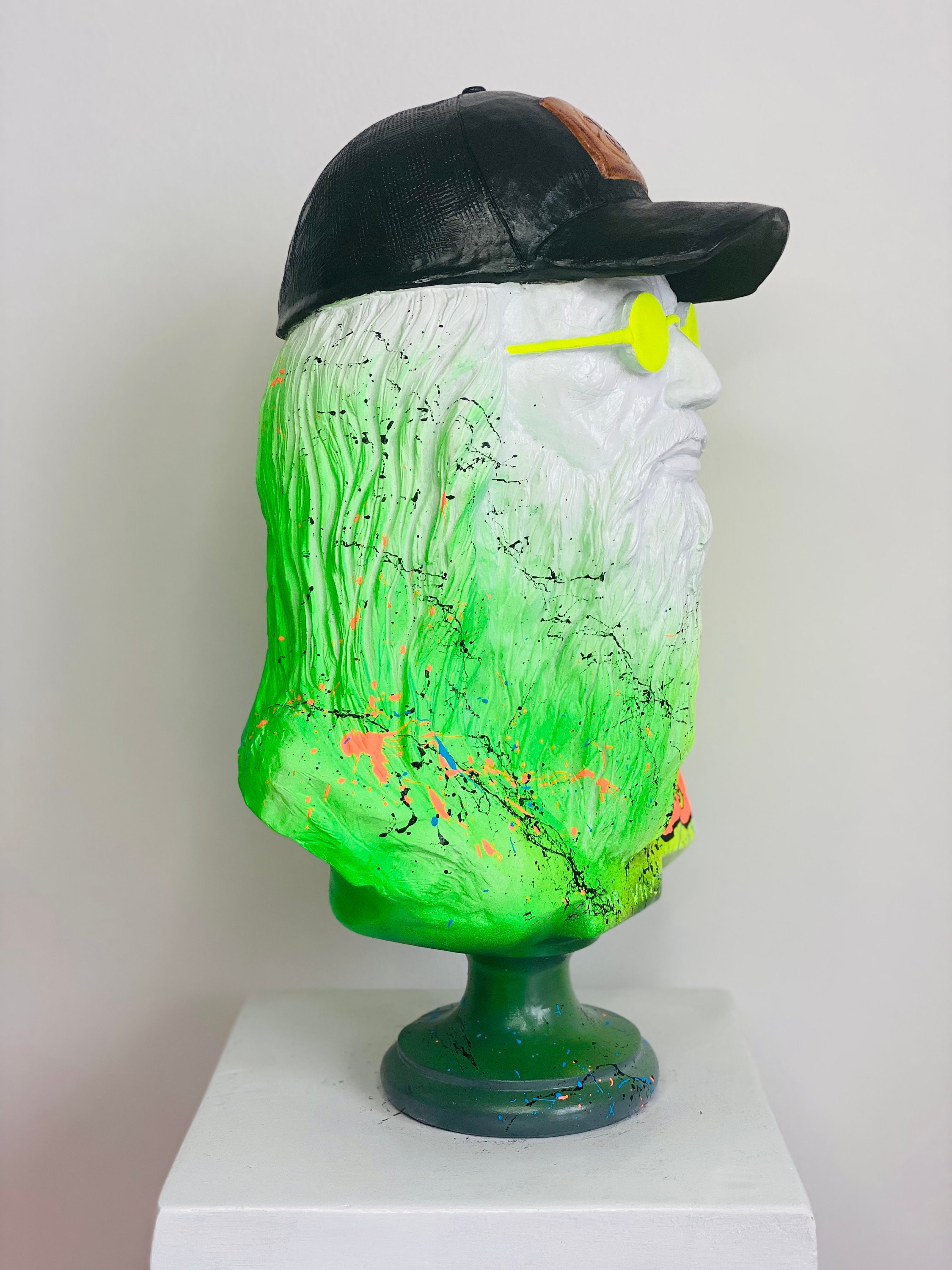 Large Da Vinci Statue Pop Art Da Vinci Sculpture Neon Bust Etsy