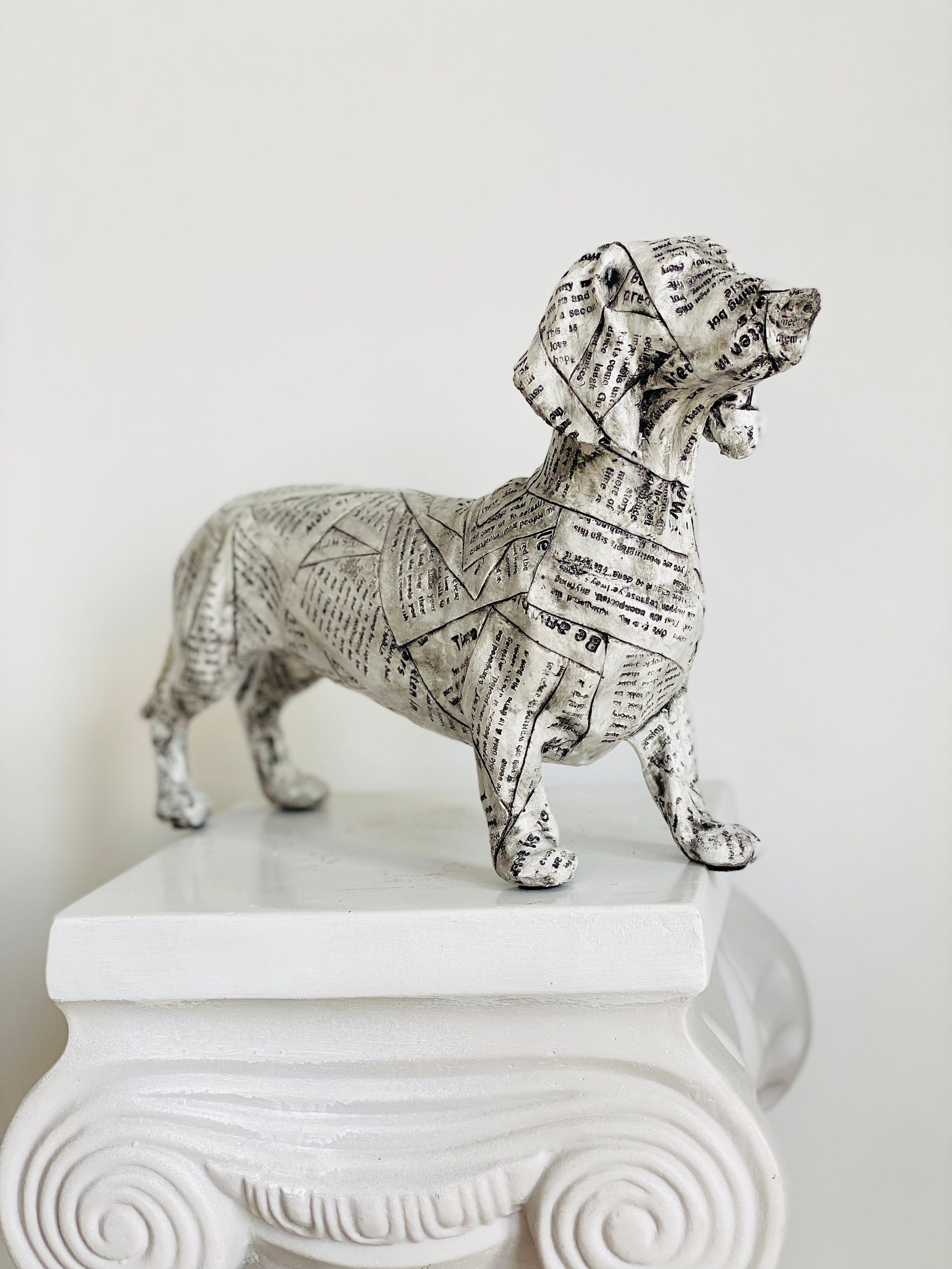 Pop Art Dog Statue Large Dachshund Dog Sculpture Newspaper Etsy