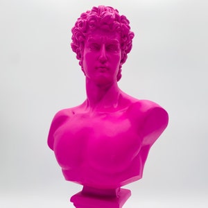 Large David Sculpture Statue, Pink Sculpture, Pop Art Statue, David Bust Statue, Bust, Green David Sculpture, Roman Greek Sculpture Statues