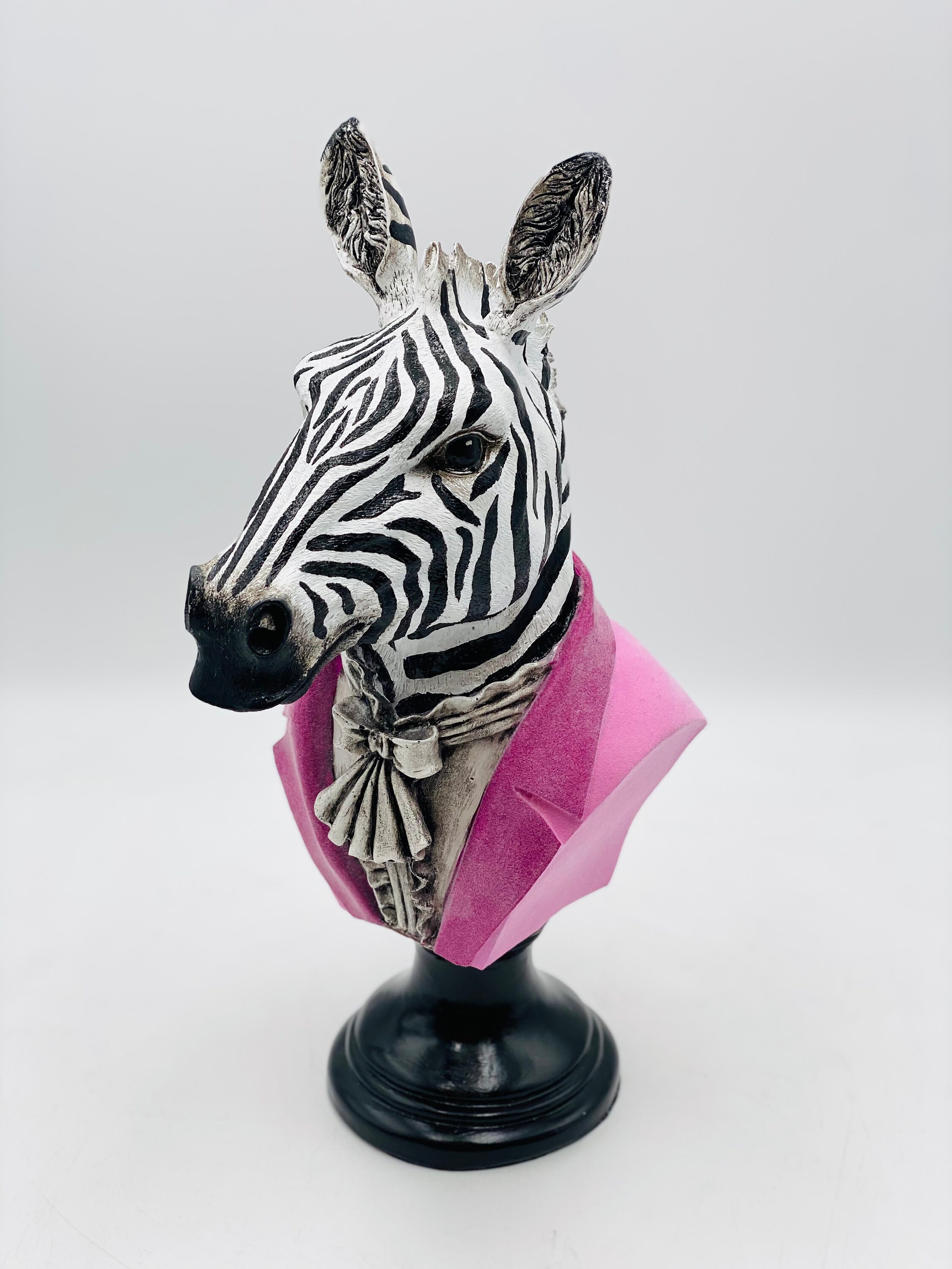 Pop Art Zebra Statue, Zebra Animal Sculpture, Flocked Zebra