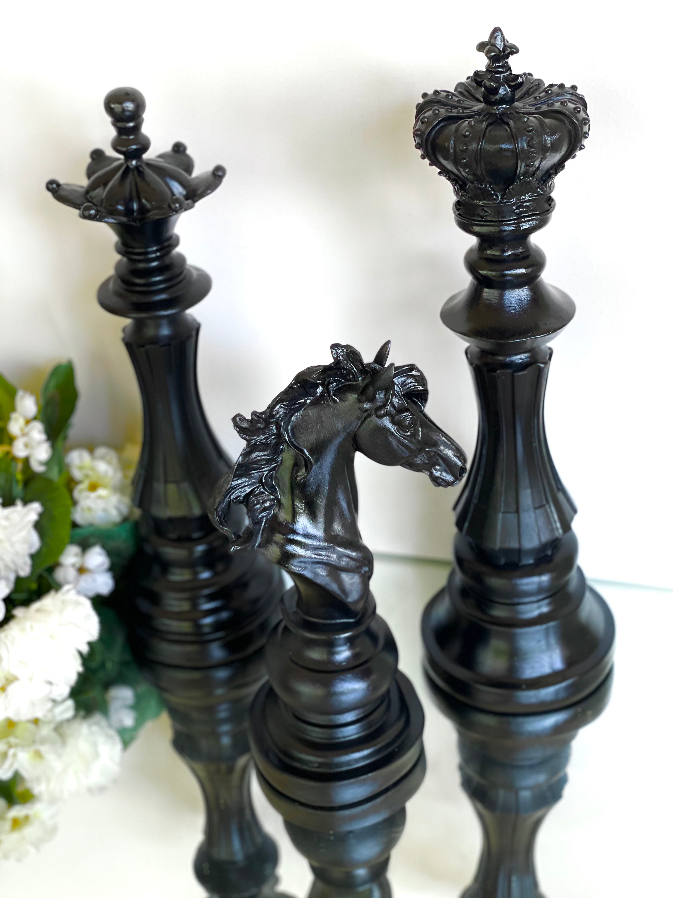 Black Large Artistic Chess Statue Pieces Board Games - Etsy UK