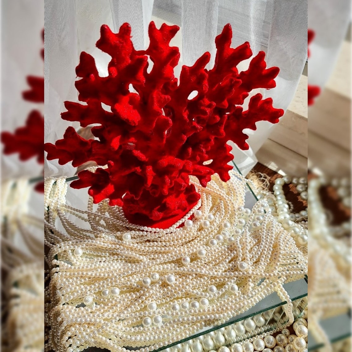 Flocked Coral Sculpture Decorative Red Velvet Coral Reef Etsy UK