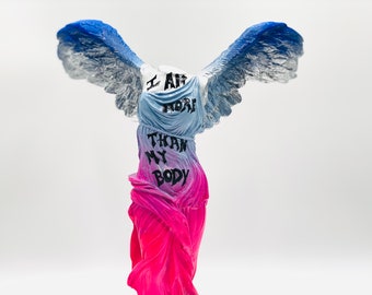 Large Size Nike Statue, Street Art Winged Woman Sculpture, Modern Contemporary Home Decor, Unique Handmade Victory Statue, Neon Gift Idea