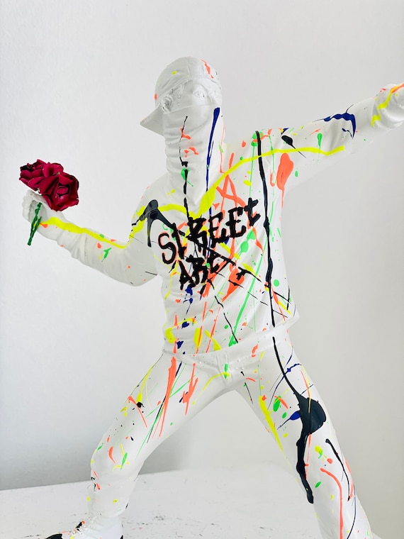 Banksy Flower Thrower Modern Art Statue, Unique Banksy Art Flower Thrower Figurine, Graffiti Art Statuette, Street Art Home Accent Decor - Etsy Banksy Flower Thrower Modern Art Statue, Unique Banksy Art Flower Thrower Figurine, Graffiti Art Statuette, Street Art Home Accent Decor - Etsy