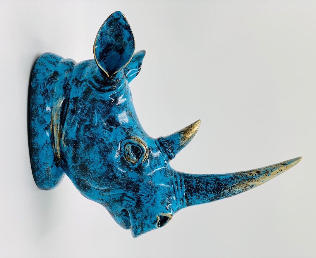 Design Rhino Wall Mount Wild Animal Wall Sculpture Animal Head Resin