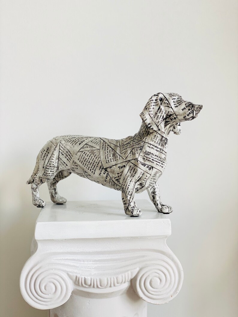 Pop Art Dog Statue Large Dachshund Dog Sculpture Newspaper Etsy