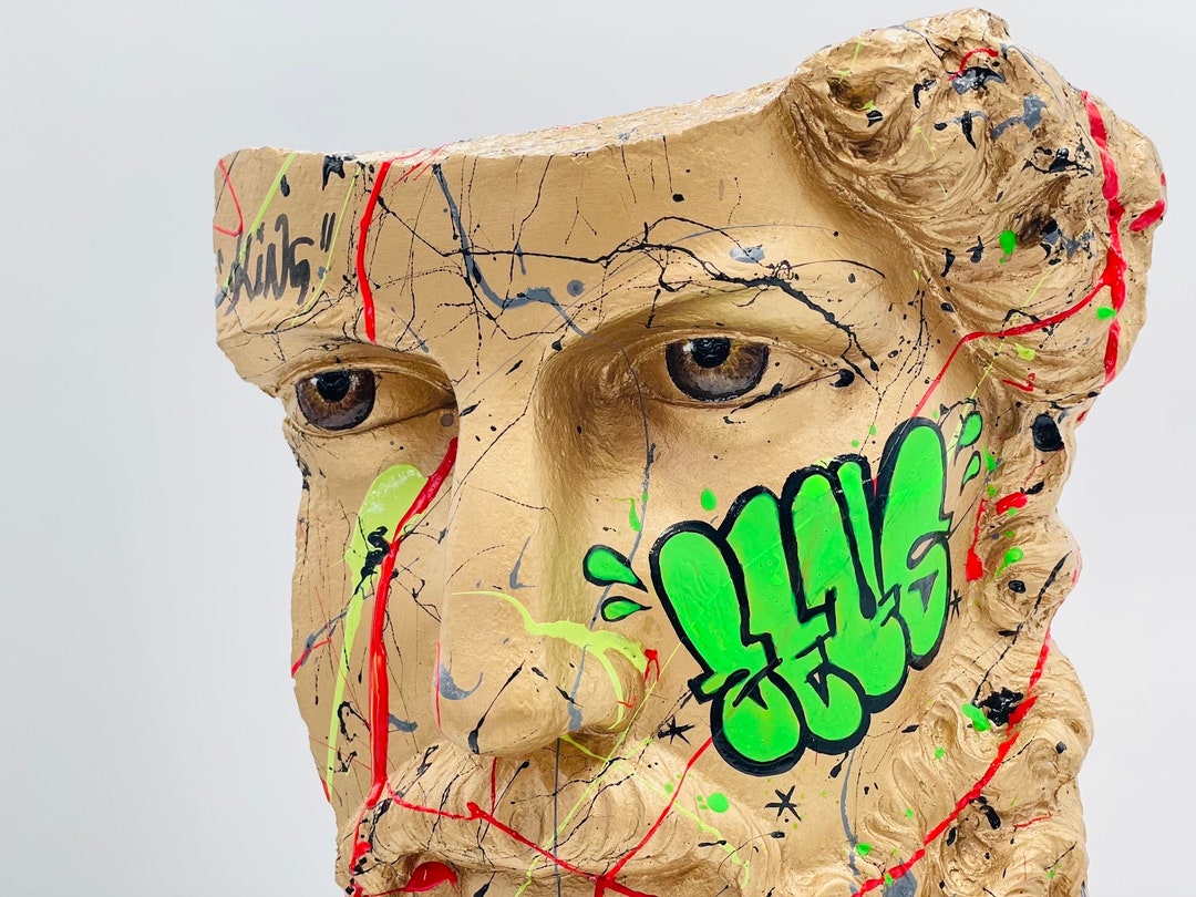 Street Art Plato Statue, Pop Art Zeus Bust, Luxury Brand, Modern Home Decor, Neon Art, Graffiti
