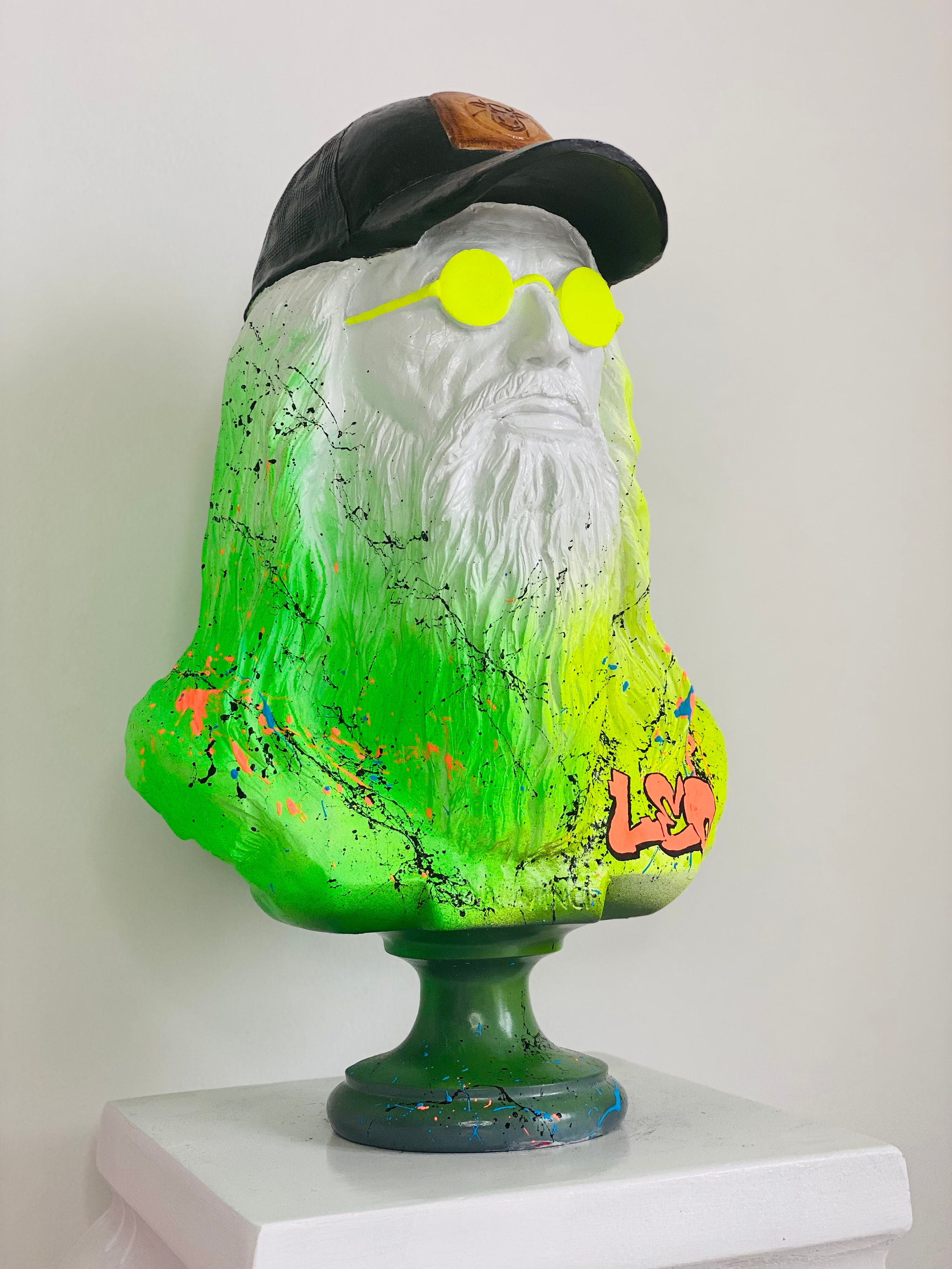 Large Da Vinci Statue Pop Art Da Vinci Sculpture Neon Bust Etsy