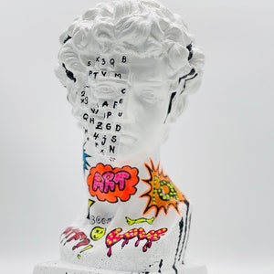 Pop Art David Bust, Greek God Statue Urban Art,  Sculpture Home Decor, Nordic Abstract Object, Graffiti Art, Modern Home Decor, Unique Gift