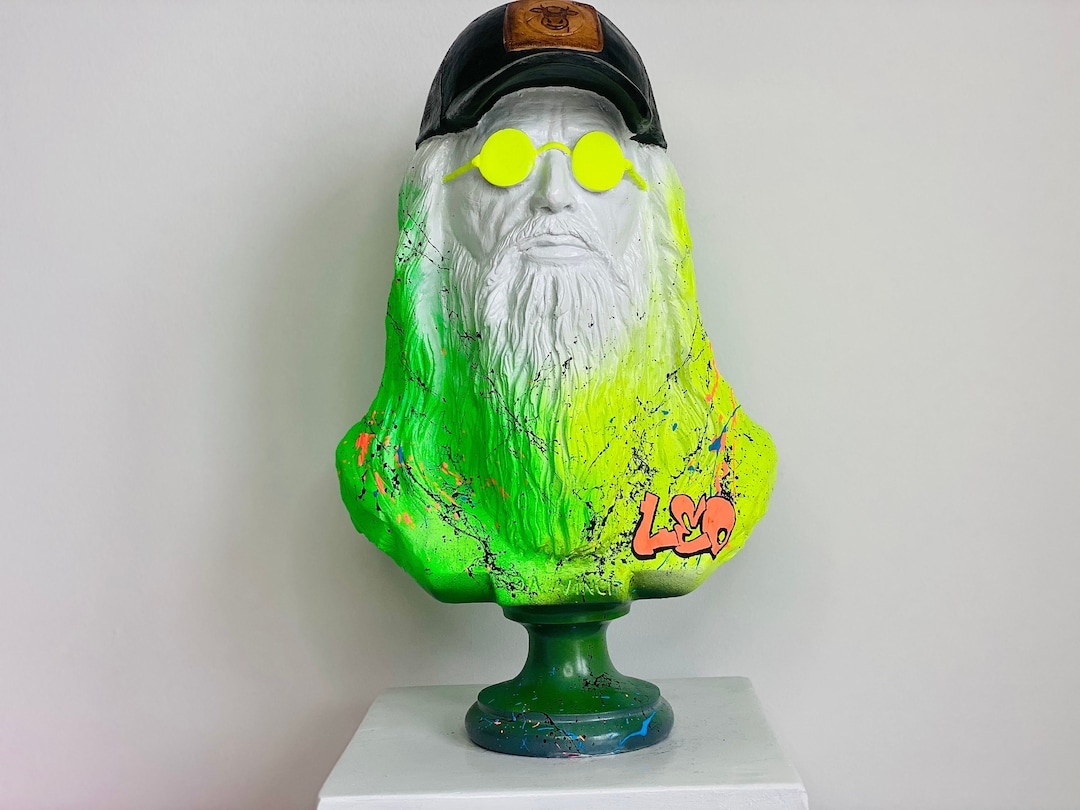 Large Da Vinci Statue Pop Art Da Vinci Sculpture Neon Bust Etsy