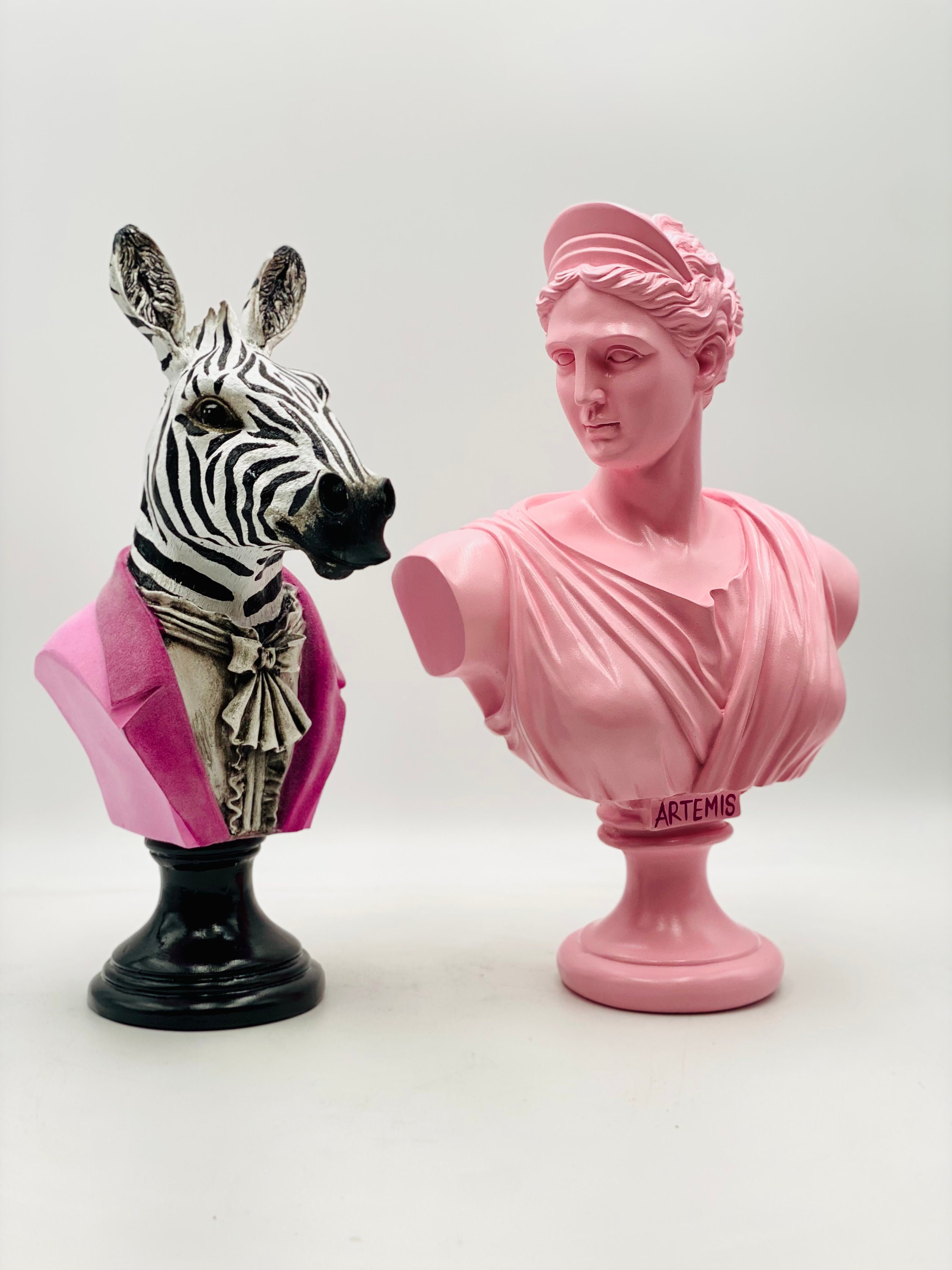 手彫り 置物 Pop Art Zebra Statue, Zebra Animal Sculpture, Flocked Zebra