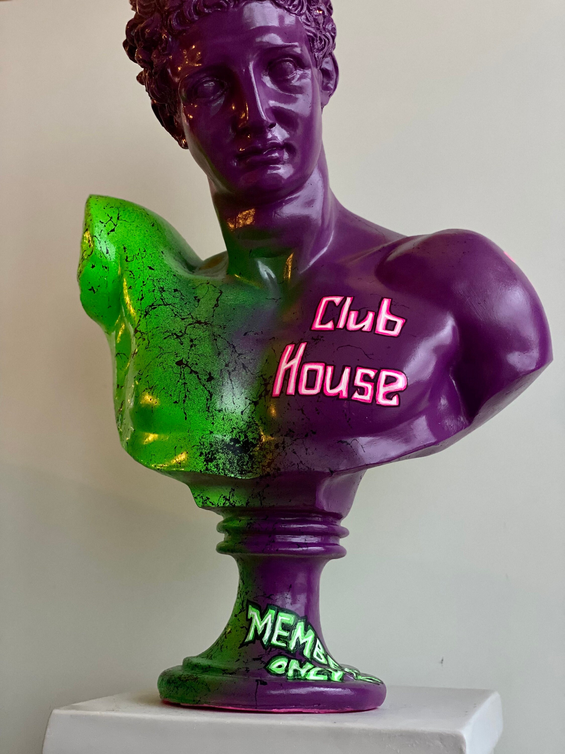 Neon Art, Pop Art Statue, 20.5 LARGE Size Greek God Bust, Pop Art