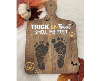 Personalized Halloween Footprint Sign: Baby's First Halloween Keepsake