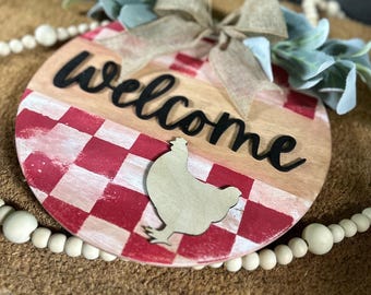 American Flag Door Hanger: Patriotic Welcome, Rustic Wood