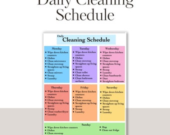 Rainbow Weekly Cleaning Schedule - 7 Days