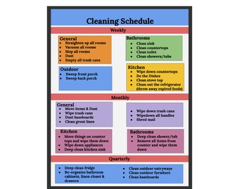 Cleaning Schedule Daily Weekly Monthly & Quarterly - Etsy