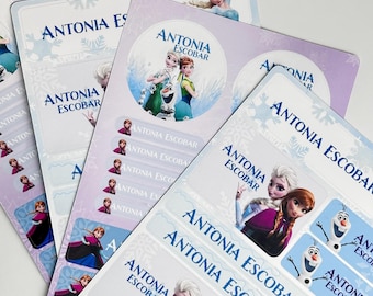 Personalized Frozen School Stickers: Back to School Labels - 56 Count