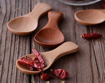 10Pcs Mini Kitchen Spoons Seasoning Spoon Spoon Coffee Scoop Small Wooden Salt Spice Short Handle Wood Spoon Kitchen Accessories