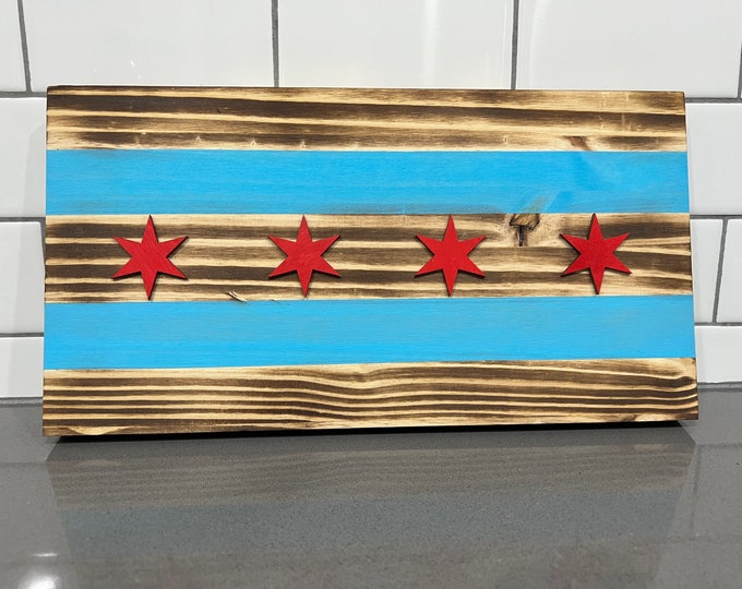 Wooden Chicago Flag Sign - Etsy