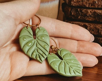 Philodendron Earrings, Gloriosum EarringAnthurium Earrings, Plant Mom Gift, Plant Earrings Clay, Philodendron Gloriosum