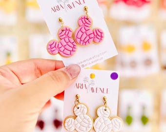 Concha Clay Earrings, Mouse Concha Earrings, Mexican Food Earrings