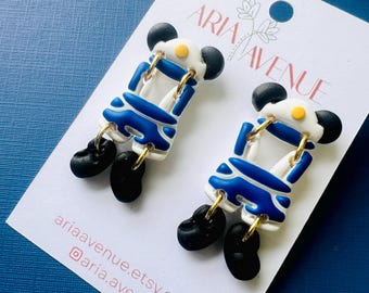 Sailor Mouse Earrings – Nautical Inspired Polymer Clay Dangles – Cruise Vacation Jewelry