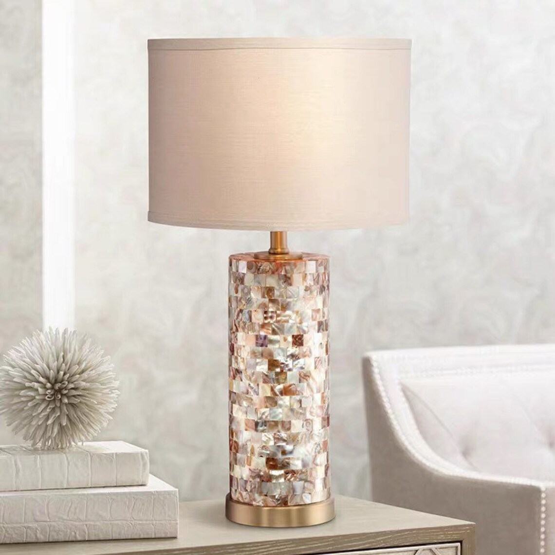 Elegant Capiz Shell table lamp Etsy