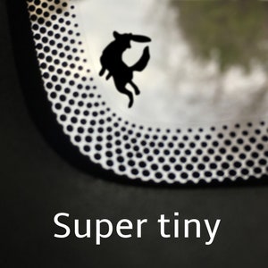 Tiny dog catching a frisbee car decal, Super tiny discoverable Easter egg decal, Car sticker
