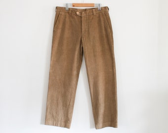 Vintage Lacoste Corduroy Pants, W36 L32, Khaki, Trousers, Cotton.