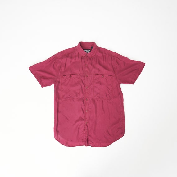 Vintage Maroon Silk Shirt, Size M, Medium (fits l… - image 1