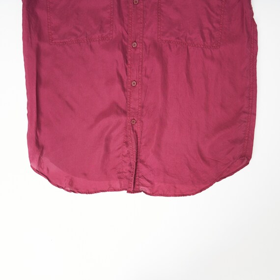 Vintage Maroon Silk Shirt, Size M, Medium (fits l… - image 3