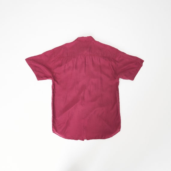 Vintage Maroon Silk Shirt, Size M, Medium (fits l… - image 5