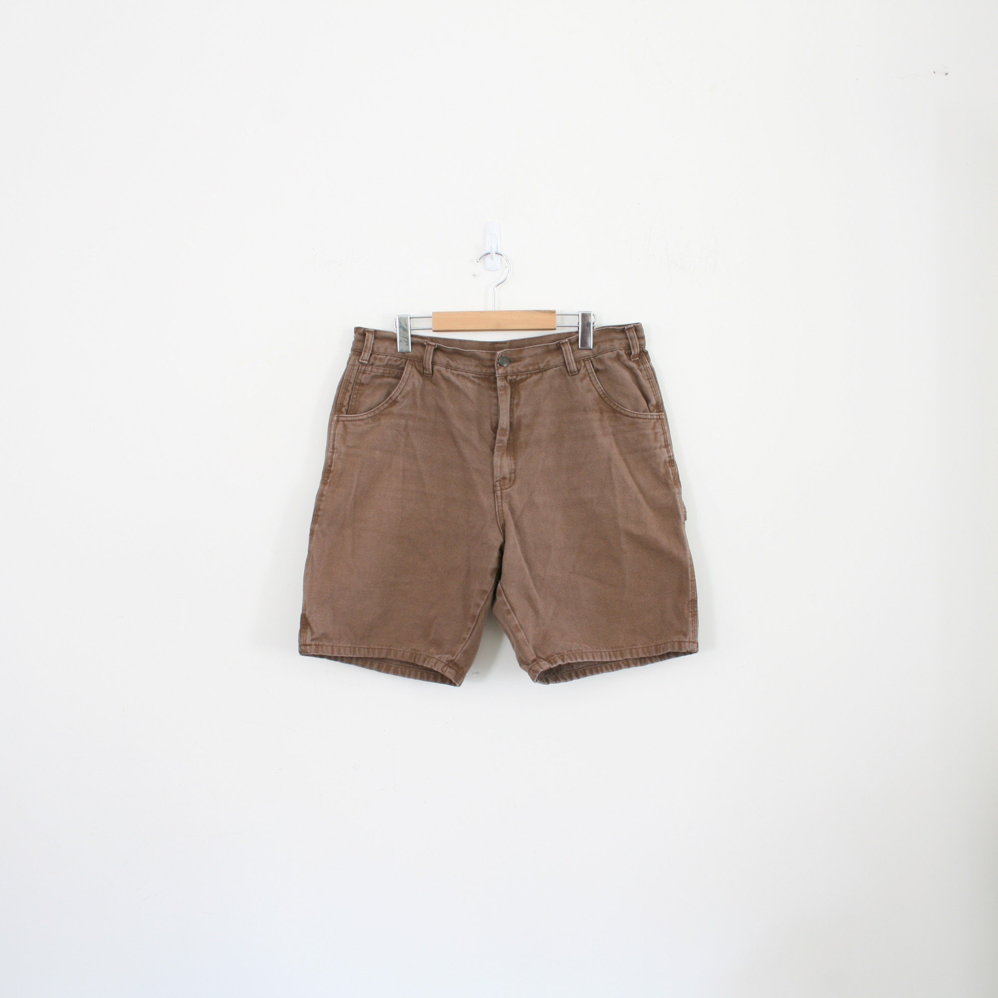 Vintage jaren '90 Retro US Workwear Grijs VTG Kleding Herenkleding Shorts Dickies Custom Cut Zware Katoenen Shorts 