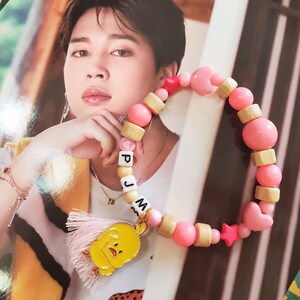 Jimin PJM Pink Duckling Beaded Bracelet