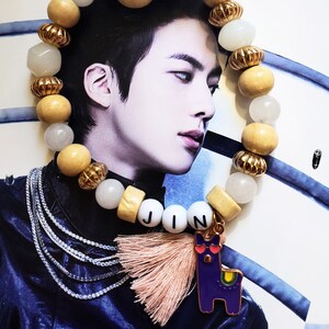 BTS Jin Light Wood Handmade Beaded Bracelet