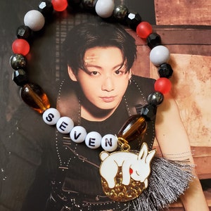 BTS Jungkook &quot;Seven&quot; Black Bracelet