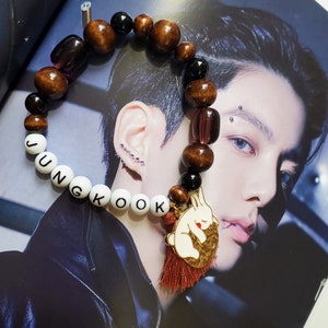 BTS Jungkook Dark Wood Handmade Beaded Bracelet
