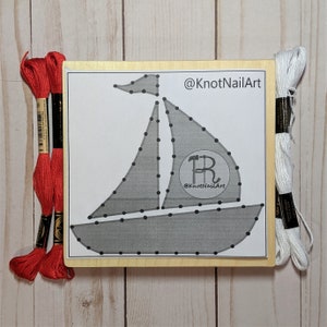 DIY String Art Kit: Sail Boat 5.5&quot; by 5.5&quot;