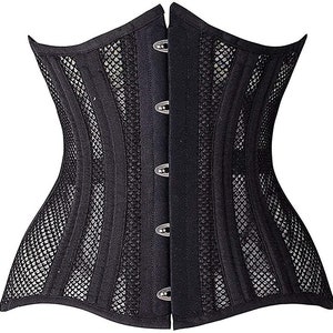 Women Underbust Black Mesh Cotton Corset Steel Boned Truly Waist Trainer Corsets corsage Baumwolle Weiss Schwarz Netz-CW-019