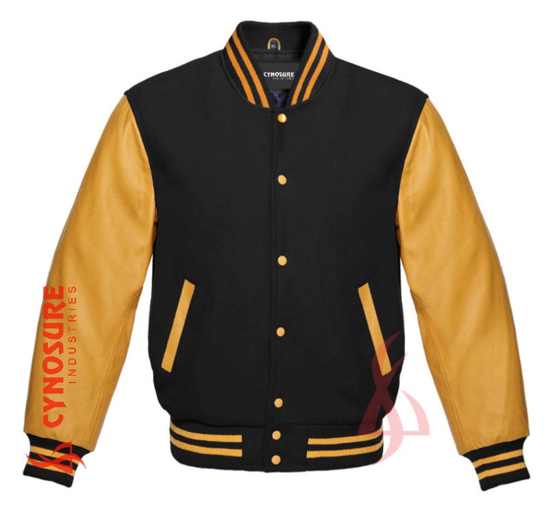 Buy Black and Yellow Varsity Jacket Online In India -  India