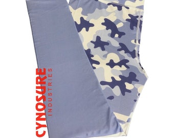 Leggings de yoga con estilo de cintura alta AOP de camuflaje azul