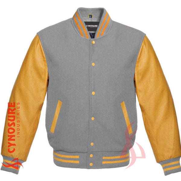 Varsity-jack Wollen body Echt lederen armen Letterman-jack College Varsity-jacks