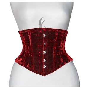 Corsets Bustiers Red Velvet Underbust Steel Boned Waist Trainer CW-01RV Weihnachten Samt Unterbrustkorsett Rot Schnürkorsett