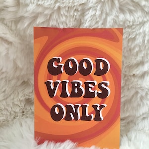 Good Vibes Only A6 Einkadungskarte Grußkarte 60s/70s Stil Digitaldruck