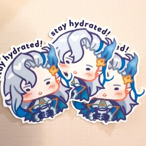 neuvillette &quot;stay hydrated!&quot; reminder sticker