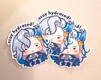 neuvillette "stay hydrated!" reminder sticker