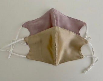 Pack of 2, Silk  face mask, Mulberry silk mask, Organic silk mask, Adjustable mask, Mask Women, Mask for wedding,Mask for Birthday,Face Mask
