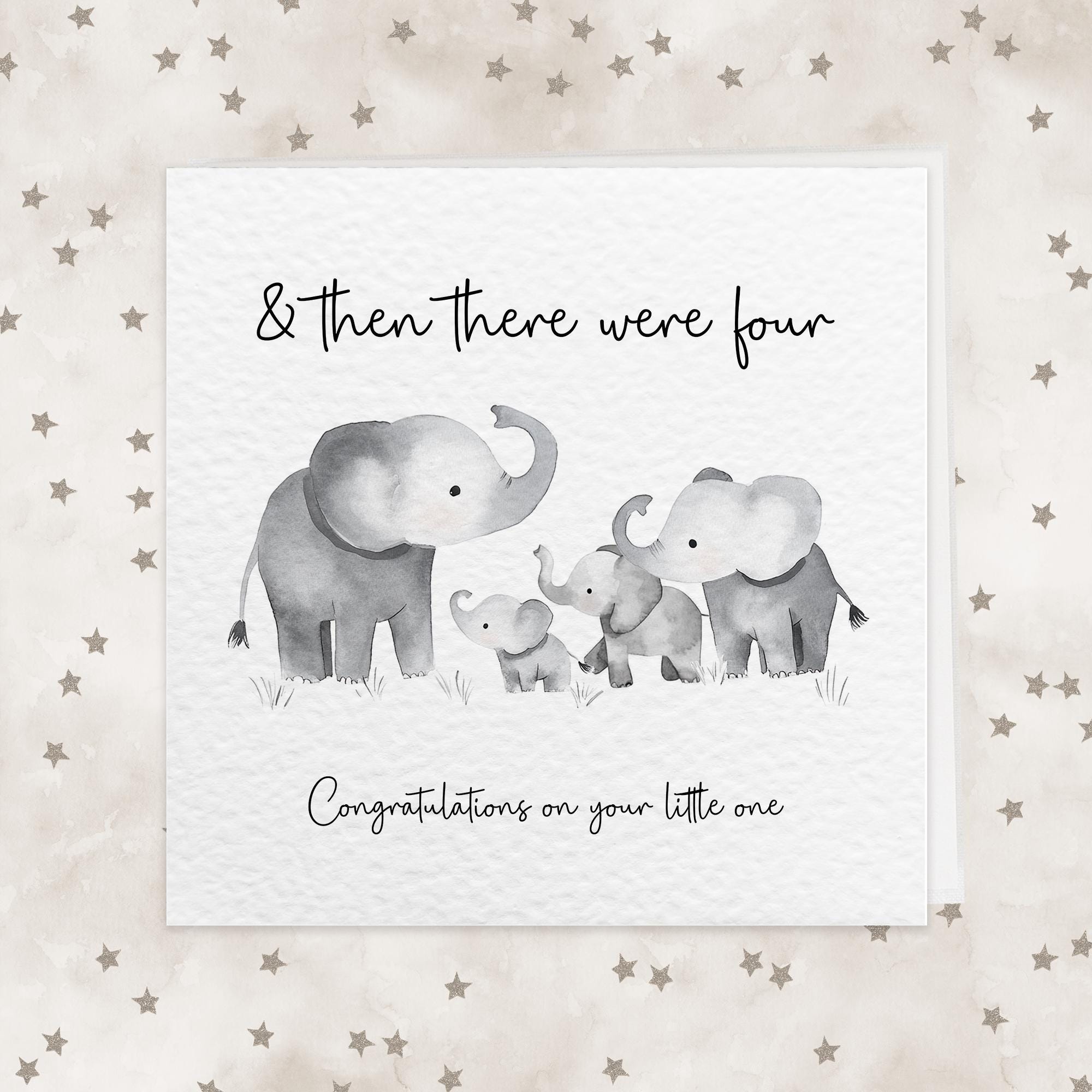 And Then There Were Three/four Elephant Themed New Baby Card With  Customisable Message - Etsy, image size:2000x2000