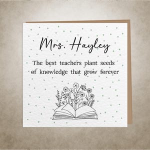 Les enseignants plantent des graines de la carte | carte de remerciement personnalisée pour professeur | Carte de fin d'année pour la maternelle ou le primaire