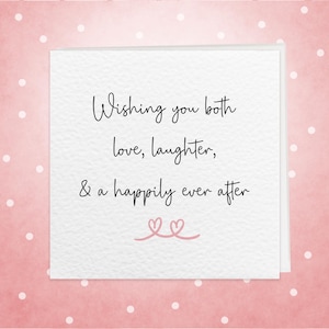 Ich wünsche Ihnen Beide Liebe, Lachen, Und ein Glückliches Stück bis ans Ende | Herzlichen Glückwunsch zu Ihrer Hochzeitskarte | Hochzeit, Verlobung, Engagement Karte